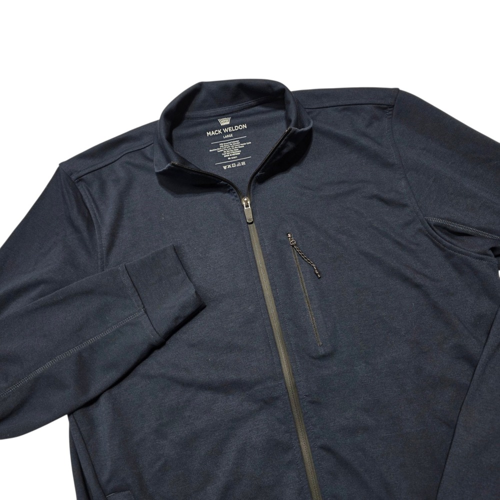 Mack Weldon Ion Full Zip Jacket Mens Large‎ Navy Blue Tech Performance Stretch